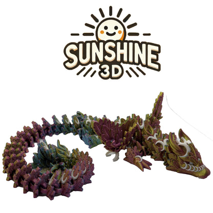 3D Printed Lunar Dragon – Articulated Fidget Toy, 2 Foot Long