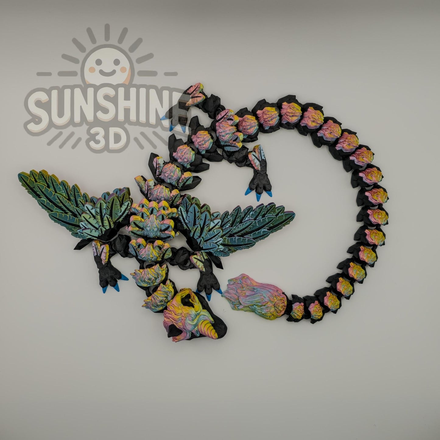 3D Printed Alicorn Dragon – Articulated Fidget Toy, 2ft Long