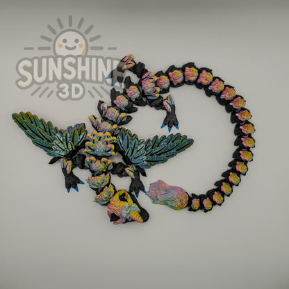 3D Printed Alicorn Dragon – Articulated Fidget Toy, 2ft Long