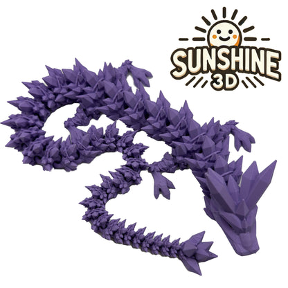 Crystal Dragon – Large Articulated 3D Printed Collectible | Flexible Fantasy Display Figure