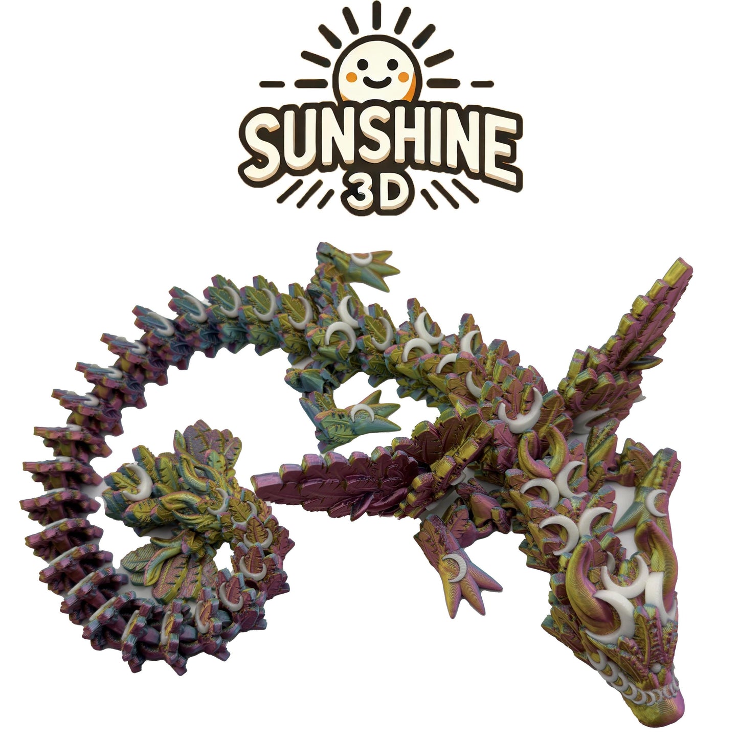 3D Printed Lunar Dragon – Articulated Fidget Toy, 2 Foot Long