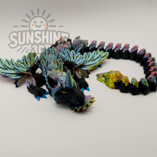 3D Printed Alicorn Dragon – Articulated Fidget Toy, 2ft Long