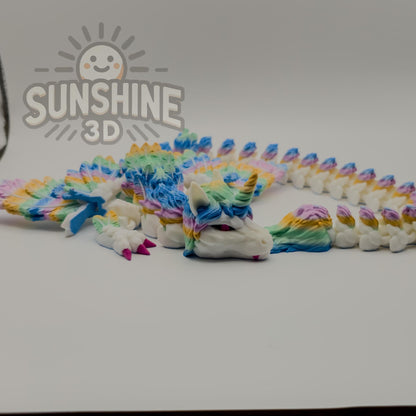 3D Printed Alicorn Dragon – Articulated Fidget Toy, 2ft Long