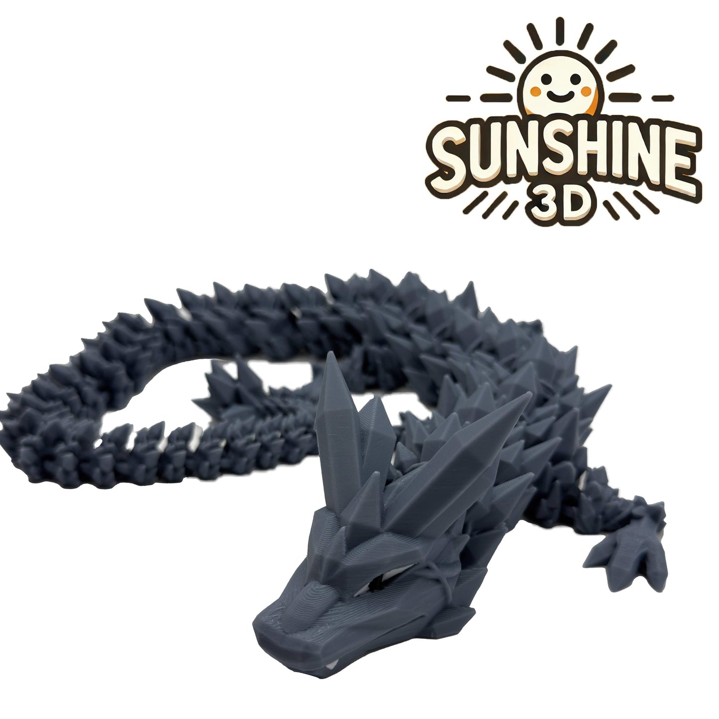 Crystal Dragon – Large Articulated 3D Printed Collectible | Flexible Fantasy Display Figure