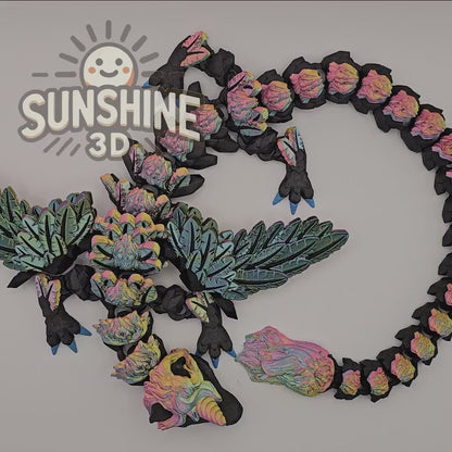 3D Printed Alicorn Dragon – Articulated Fidget Toy, 2ft Long