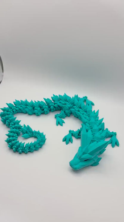 Crystal Dragon – Large Articulated 3D Printed Collectible | Flexible Fantasy Display Figure